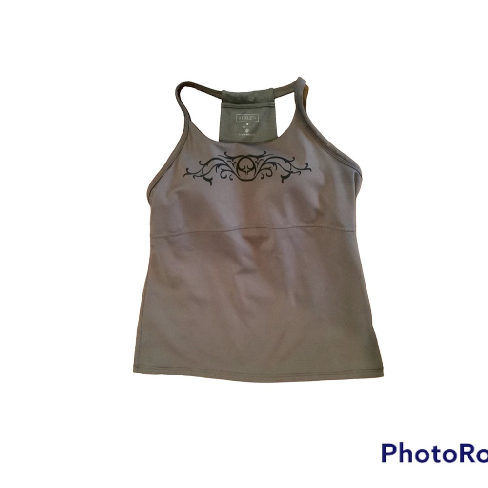 💥2/$24 or 3/$30💥 Athleta tank top with molded cup bra. Olive green & black. Sz.M